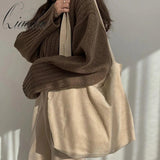 Qiaoduo Large Capacity Shopping Bag Women Handbags Casual Retro Shoulder Bag