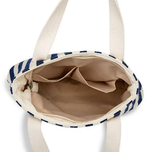 Striped Casual Tote Women's Handbag Shoulder Handbags Canvas Leather Bags