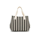 Striped Casual Tote Women's Handbag Shoulder Handbags Canvas Leather Bags