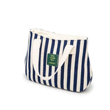 Striped Casual Tote Women's Handbag Shoulder Handbags Canvas Leather Bags