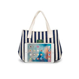 Striped Casual Tote Women's Handbag Shoulder Handbags Canvas Leather Bags