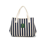 Striped Casual Tote Women's Handbag Shoulder Handbags Canvas Leather Bags