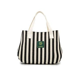 Striped Casual Tote Women's Handbag Shoulder Handbags Canvas Leather Bags