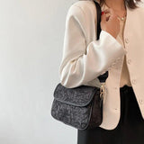 Vintage Plaid Flap Shoulder Bags Women Stylish Texture Office Lady Temperament U