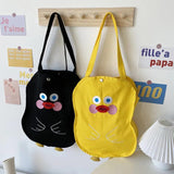 Women Cartoon Canvas Shoulder Bag Large-Capacity Student Handbag