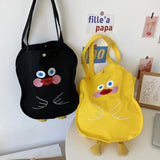 Women Cartoon Canvas Shoulder Bag Large-Capacity Student Handbag