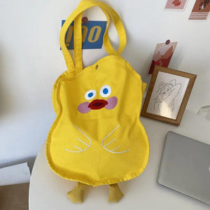 Women Cartoon Canvas Shoulder Bag Large-Capacity Student Handbag