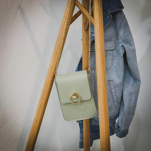 Mini Metal Ring Flap Chain Crossbody Bag for Women Ins Style Handbag