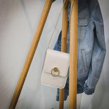 Mini Metal Ring Flap Chain Crossbody Bag for Women Ins Style Handbag