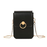 Mini Metal Ring Flap Chain Crossbody Bag for Women Ins Style Handbag