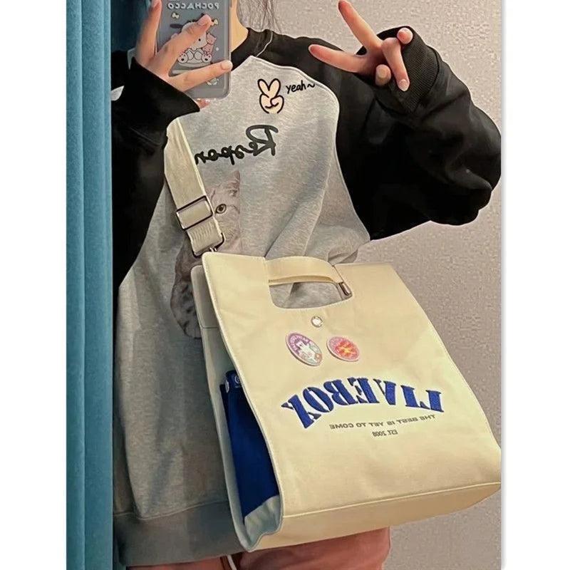 College Crossbody Bag Canvas Commuter Shoulder Bag