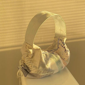 Paris Letters Print Canvas Shoulder Bag Eco Drawstring Shopping Handbag