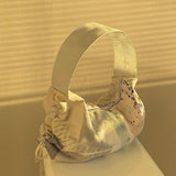 Paris Letters Print Canvas Shoulder Bag Eco Drawstring Shopping Handbag