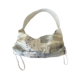 Paris Letters Print Canvas Shoulder Bag Eco Drawstring Shopping Handbag