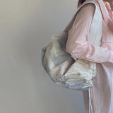 Paris Letters Print Canvas Shoulder Bag Eco Drawstring Shopping Handbag