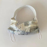 Paris Letters Print Canvas Shoulder Bag Eco Drawstring Shopping Handbag