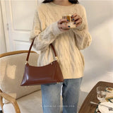 Solid PU Popular Shoulder Bags Women Underarm Brief Style French Retro