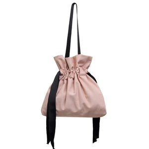 Women Oxford Cloth Drawstring Shoulder Bucket Bag Beach Bag