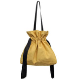 Women Oxford Cloth Drawstring Shoulder Bucket Bag Beach Bag