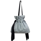 Women Oxford Cloth Drawstring Shoulder Bucket Bag Beach Bag