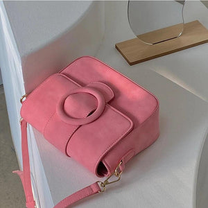 Macaron Pink Small Square Shoulder Bag for Women, Crossbody Clutch Purse