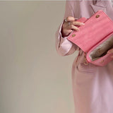 Macaron Pink Small Square Shoulder Bag for Women, Crossbody Clutch Purse