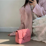 Macaron Pink Small Square Shoulder Bag for Women, Crossbody Clutch Purse