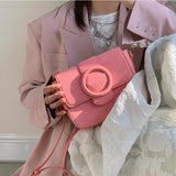 Macaron Pink Small Square Shoulder Bag for Women, Crossbody Clutch Purse