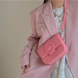 Macaron Pink Small Square Shoulder Bag for Women, Crossbody Clutch Purse