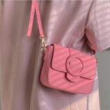 Macaron Pink Small Square Shoulder Bag for Women, Crossbody Clutch Purse