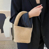 Winter Plush Handbag for Women - Small Tote Messenger Shoulder Bag