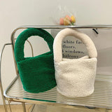 Winter Plush Handbag for Women - Small Tote Messenger Shoulder Bag