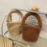 Winter Plush Handbag for Women - Small Tote Messenger Shoulder Bag
