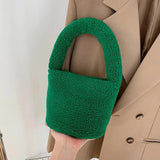 Winter Plush Handbag for Women - Small Tote Messenger Shoulder Bag