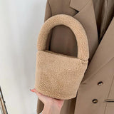 Winter Plush Handbag for Women - Small Tote Messenger Shoulder Bag