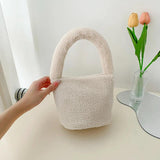 Winter Plush Handbag for Women - Small Tote Messenger Shoulder Bag