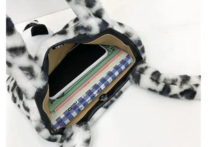 Leopard Pattern Dot Handbag Warm Furry Bag Plush Shoulder Bags For Women