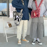 Leopard Pattern Dot Handbag Warm Furry Bag Plush Shoulder Bags For Women