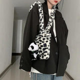 Leopard Pattern Dot Handbag Warm Furry Bag Plush Shoulder Bags For Women