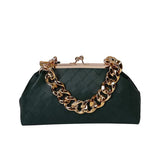 Leather Weave Handbag With Thick Chain Handle Dumpling Bag Crossbody Bag