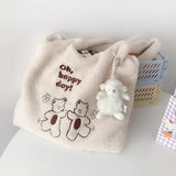 Lamb Wool Bear Cartoon Handbags Large Capacity Shopper Shoulder Bag
