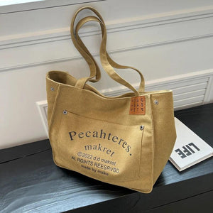 Canvas Casual Tote Handbag Purse for Women Large Capacity Shopping Bag