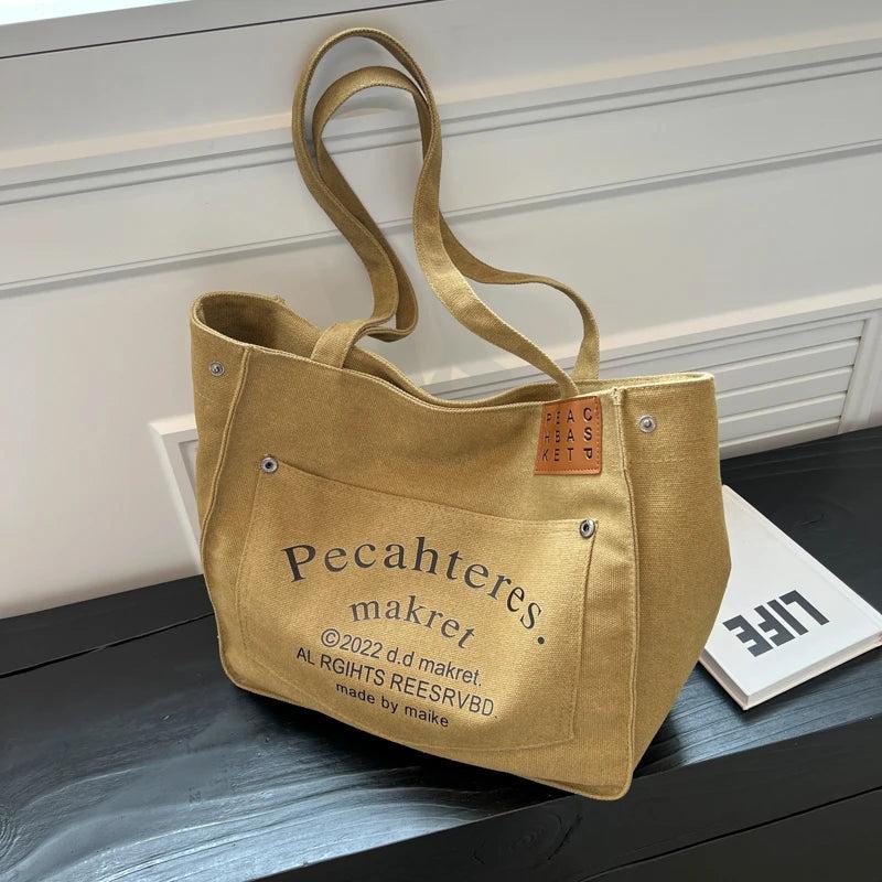 Canvas Casual Tote Handbag Purse for Women Large Capacity Shopping Bag