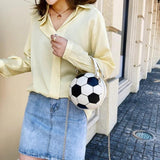 Retro Basketball Football Chain Crossbody Bags for Woman