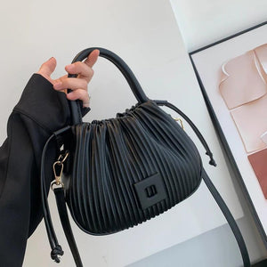 Band Pleated Handbag Purse Shoulder Crossbody Bag Totes Messenger Bag