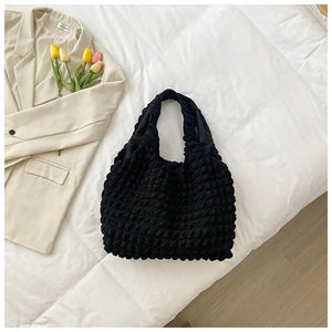 Pleated Bubble Shoulder Bag Solid Candy Underarm Bags