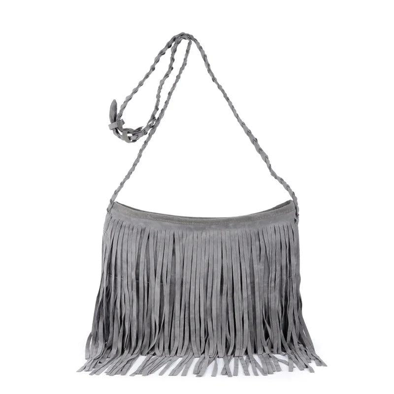 Spring Autum Hot Style Women Cross Body Bag Shoulder Bag Tassel Zipper Large Mes