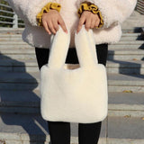 Soft Plush Women Tote Handbags Shoulder Bags Faux Fur Clutch Purses