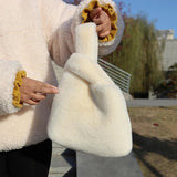 Soft Plush Women Tote Handbags Shoulder Bags Faux Fur Clutch Purses