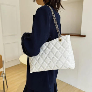 Quilted Chain Tote Bag Women Handbags Large Capacity Shoulder Bag Purse